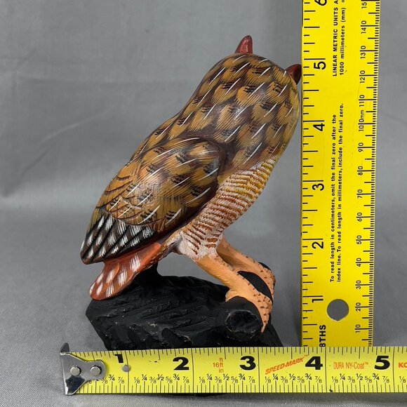 Vtg Action International Stone Art Owl Bird Hand Painted Brown Carved Figurine - Picture 12 of 15